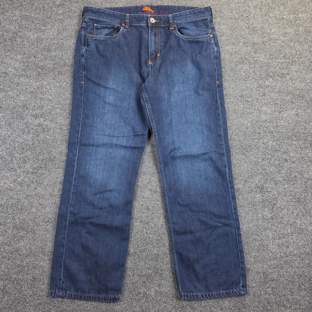 Tommy Bahama Cayman Island Relaxed Fit Jeans Men's 35x30 Dark Wash Stretch Blue